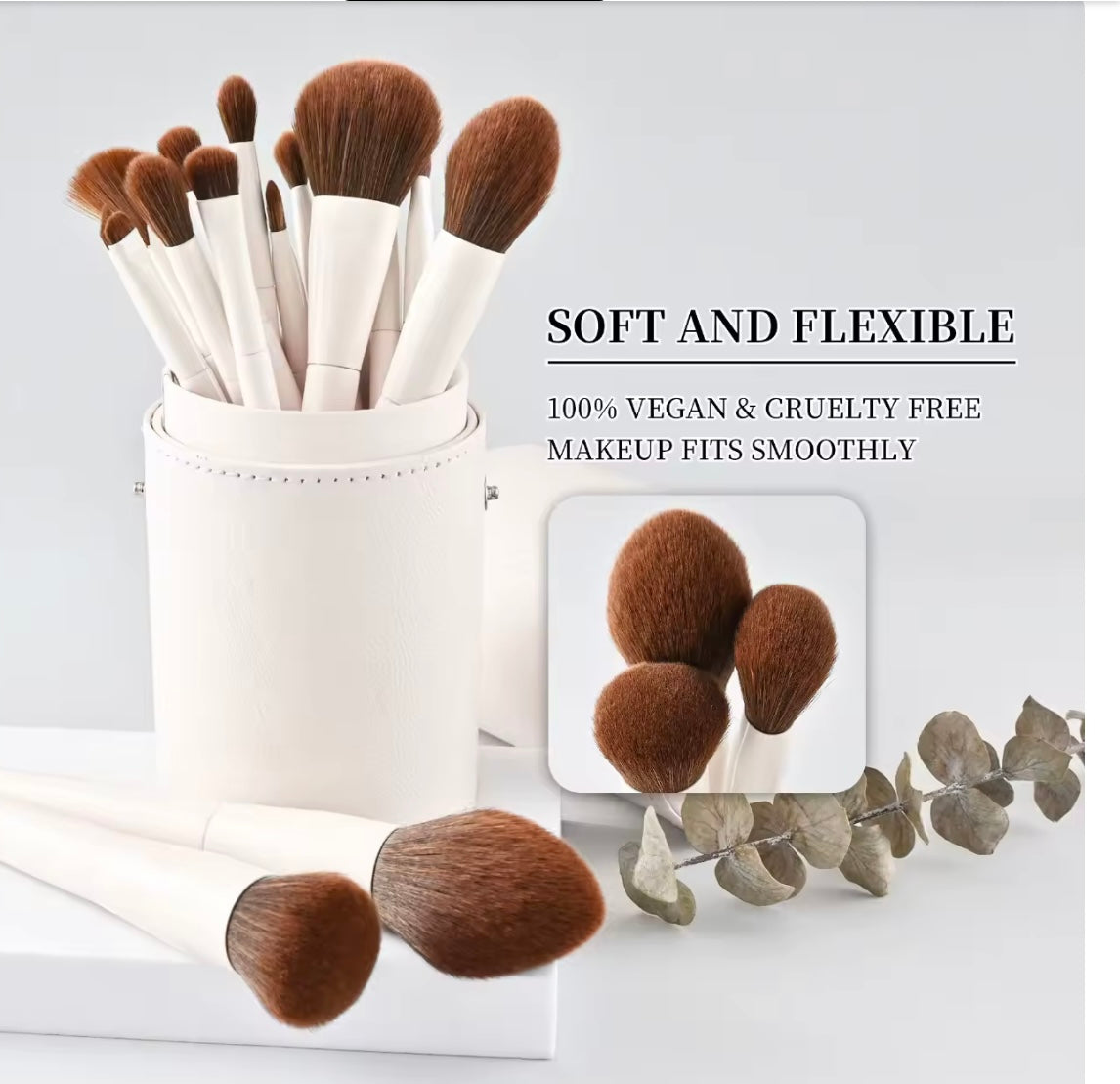 Professional Makeup Brush Set – Soft Vegan Brushes – Face & Eye Kit – Includes Travel Case