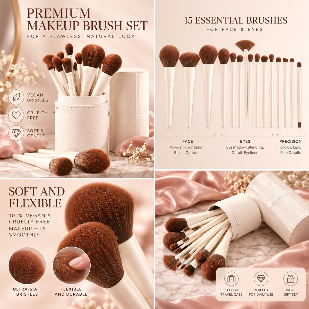 Professional Makeup Brush Set with Travel Case